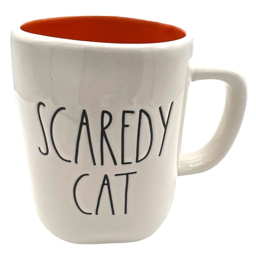 New Rae Dunn Double Sided Scaredy Cat Halloween Mug 16 oz - Picture 2 of 8
